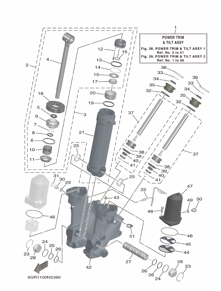 Yamaha XF425NSA2, XF425NSA7 POWER TRIM & TILT ASSY 1 parts diagram